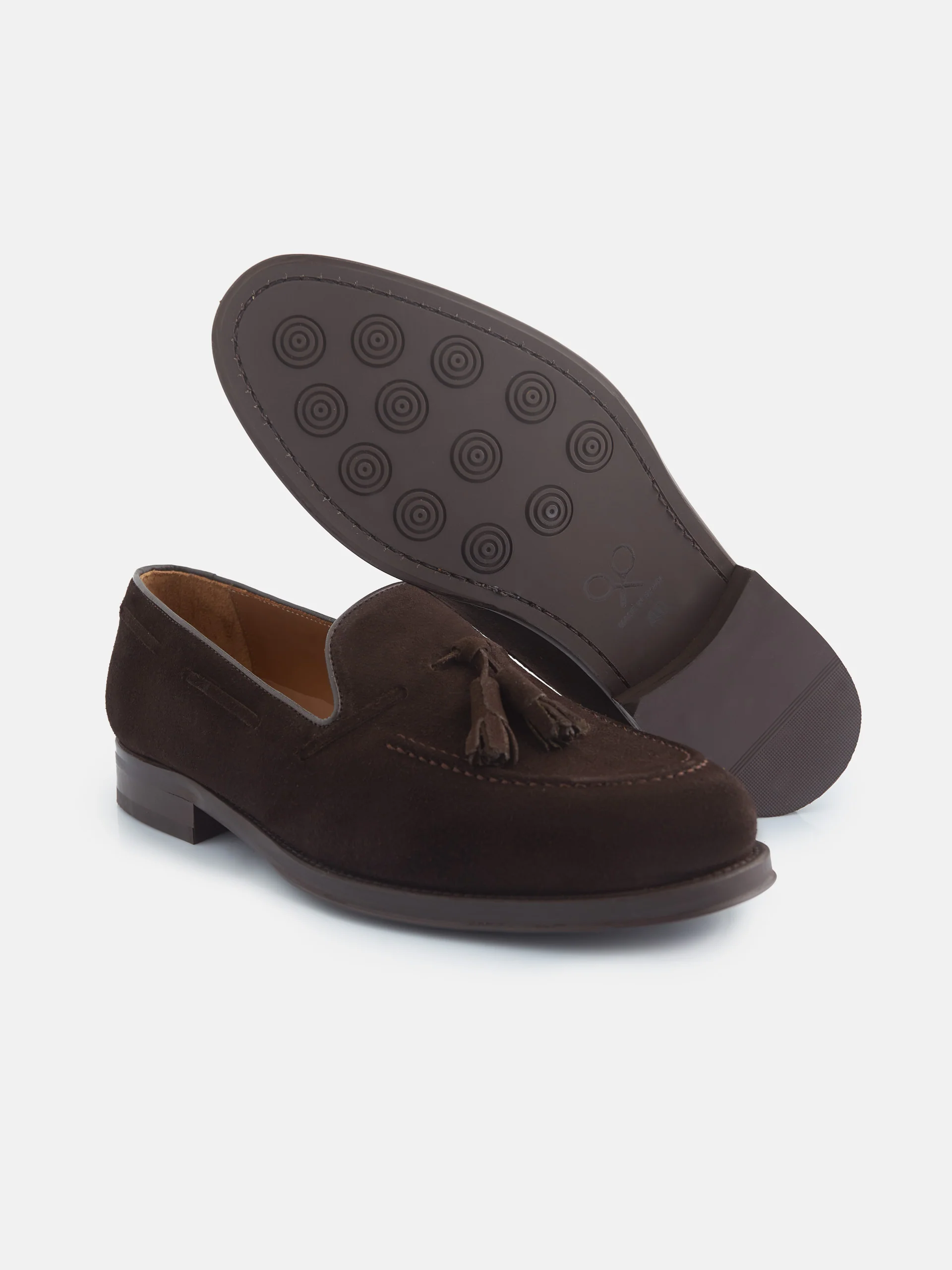 Zapato clasico borlas ante marron oscuro - Imagen 7