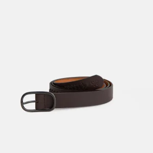 Cinturon piel detalles marron oscuro