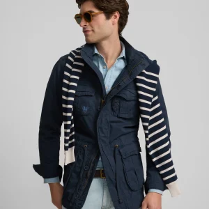 Parka military garment dye azul marino