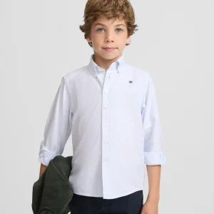 Camisa sport kids rayas oxford celeste