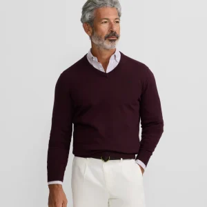 Jersey classic cuello pico burdeos