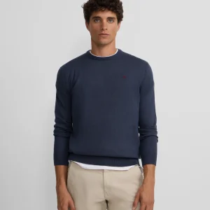 Jersey classic cuello redondo azul gris