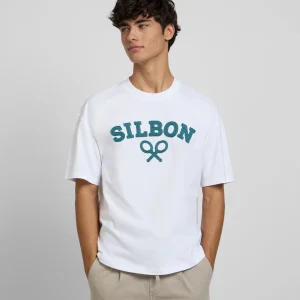 Camiseta relaxed fit raqueta media blanca