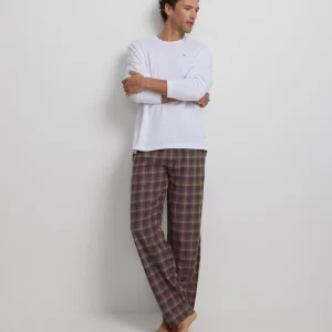 Pijama cuadros tartan marron gris
