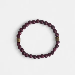Pulsera piedras redondas burdeos