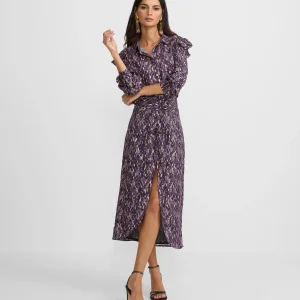 Falda midi abertura estampado ikat morados