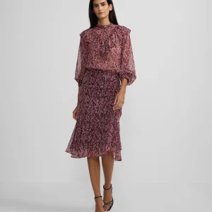 Falda midi estampado animal print burdeos