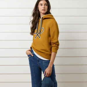 Sudadera woman raqueta pespuntes camel
