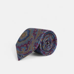 Corbata estampado acanto burdeos