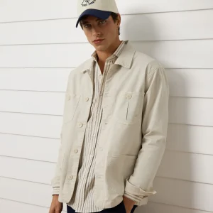Sobrecamisa bolsillos boton beige