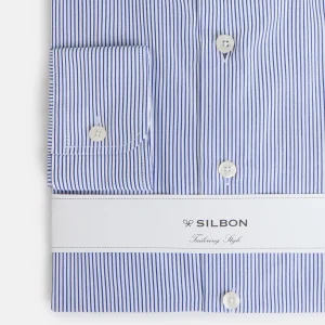 Camisa vestir raya media azul marino