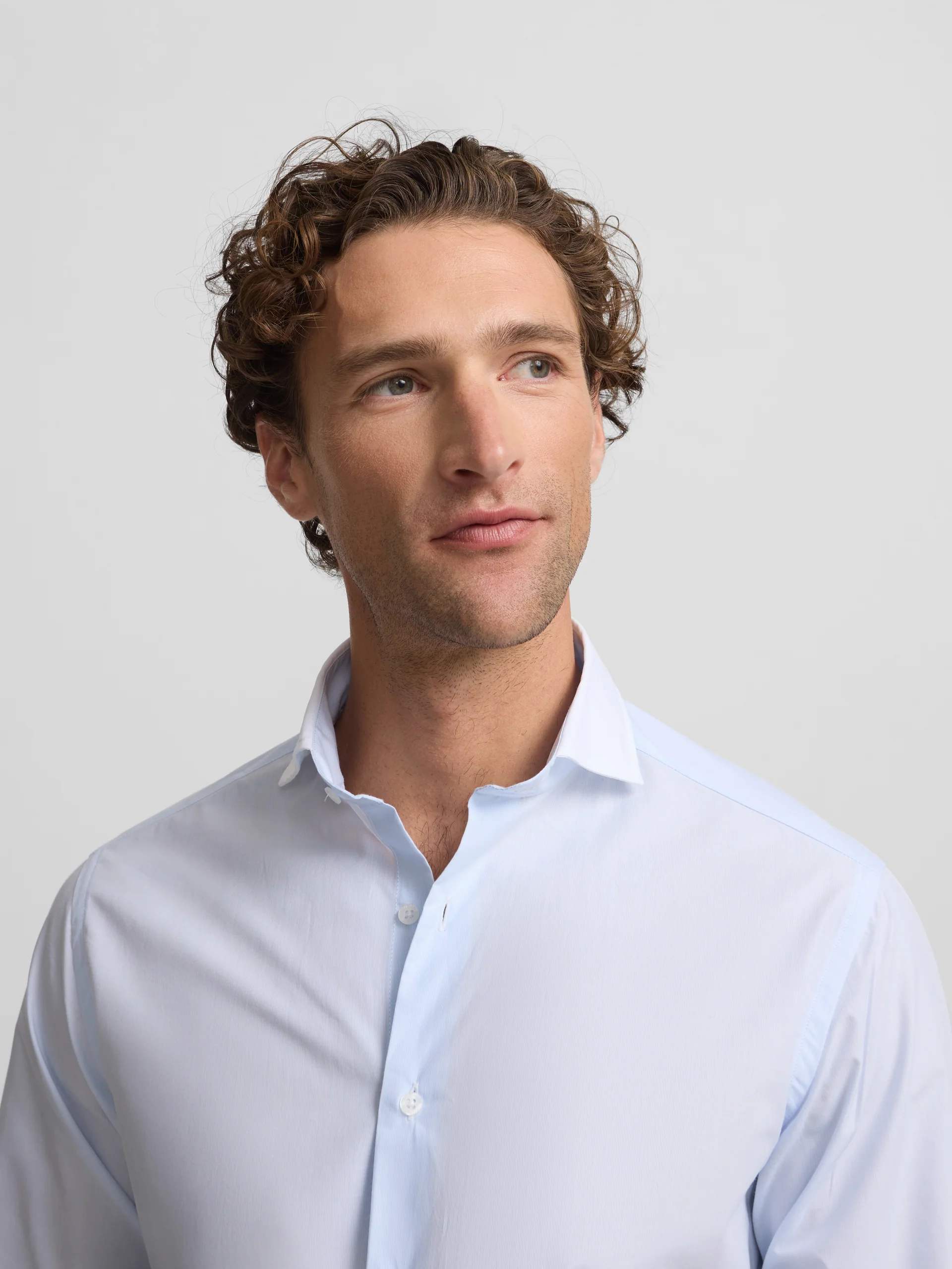 Camisa vestir cuello blanco mil rayas celeste - Imagen 5