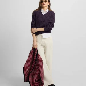 Pantalon woman wide Leg pana crudo