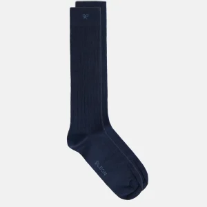 Calcetin silbon liso azul marino