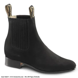 BA-100 Negro Nubuck - Botines Charros para Hombre