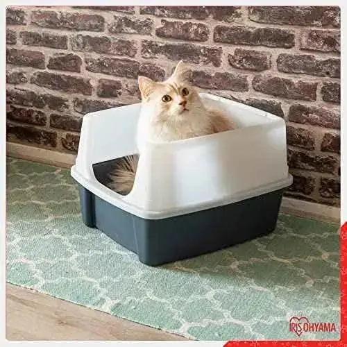 Bandeja de arena para gatos con borde alto, sin saliente de basura, borde alto extraíble, altura de entrada: 15 cm, Pala incluida - Imagen 7