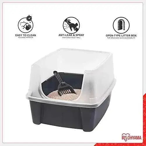 Bandeja de arena para gatos con borde alto, sin saliente de basura, borde alto extraíble, altura de entrada: 15 cm, Pala incluida - Imagen 9