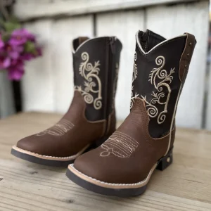 DA-704 Café - Botas Vaqueras para Niñas
