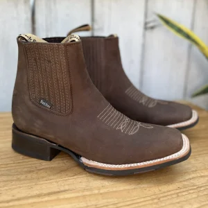 BS-750 Cafe - Botines Vaqueros con Suela de Goma Comoda para Hombre