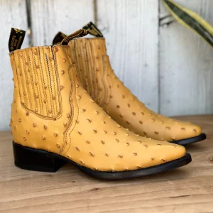 DB-301 Avestruz Imitación Mantequilla - Botines Vaqueros Exoticos para Hombre