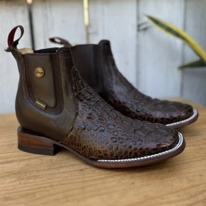 CB-010H-133 Cocodrilo Imitacion Cafe - Botines Vaqueros Exoticos para Hombre