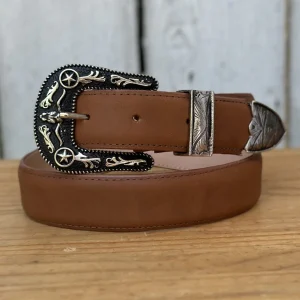 Cinturon Liso con Herraje Cajeta - Cinturones Vaqueros para Hombre