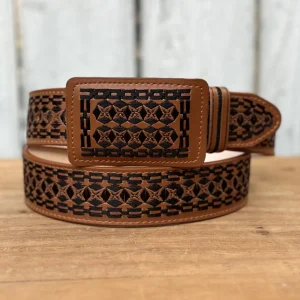 Cinturón Vaquero "Rocco" Tan con Hebilla Rectangular - Cinturones Vaqueros para Hombre