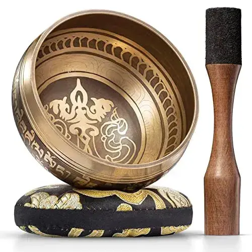 Cuenco Tibetano – Perfecto para Yoga y Meditación – Incluye Cojín y Mazo con Agarre Tipo Lápiz - Imagen 2