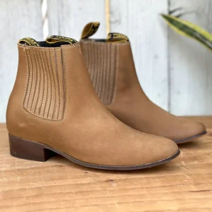 DB-45 Nobuck Camel - Botines Charros para Hombre