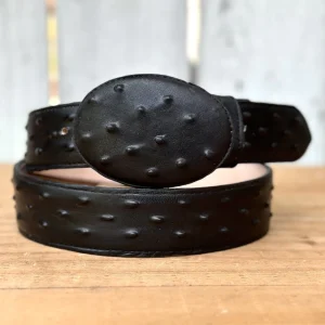 DB-Avestruz Imitacion Negro - Cinturones Vaqueros Exoticos