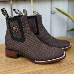DB-Botin Petatillo Cafe - Botines Vaqueros de Petatillo para Hombre