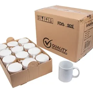 INNSPIRO Tazas porcelana blanca 325ml. Caja de 36u. Calidad máxima A+, de material cerámico personalizable mediante la técnica de sublimación