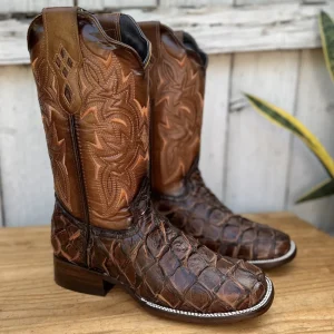 JB-761 Pirarucu Original Cafe - Botas Vaqueras Exoticas para Hombre