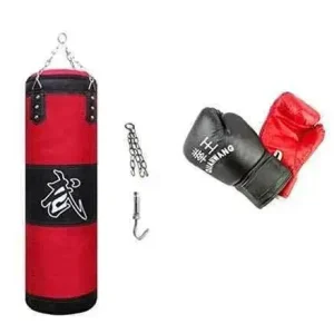 Kit de Saco de boxeo todo en uno con guantes, saco y gancho de entrenamiento