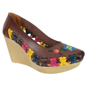PM-35336 Café - Zapatos Artesanales de Plataforma para Mujer