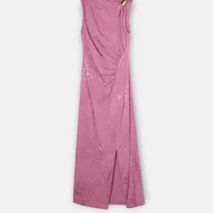 Vestido midi lencero jacquard morado