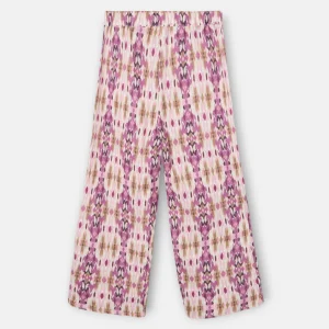 Pantalon girl lino estampado ikat rosas
