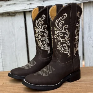 SB-430 Café - Botas Vaqueras con Suela de Goma para Mujer