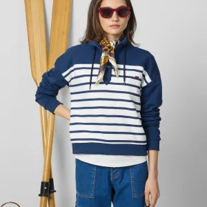 Sudadera woman cuello botones rayas azules