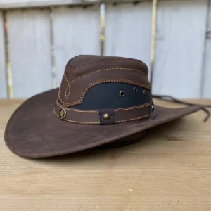 Sombrero de Cuero Cafe con Estrella - Sombreros de Cuero