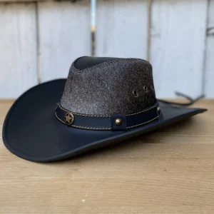 Sombrero de Cuero Negro con Pelo de Vaca Original Estrella - Sombreros de Cuero