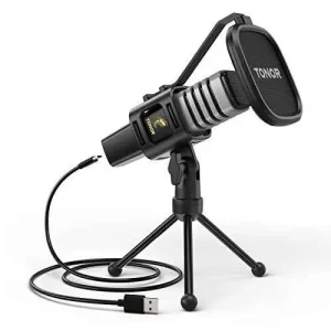 TONOR Micrófono USB de Cardioide Ordenadores PC, Micrófono con Soporte de Trípode, Filtro Antipop, Soporte Gaming, Streaming, Podcasts, Youtube, Locución, Skype, Twitch, Discord, Modelo TC30
