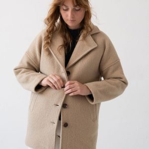 Abrigo beige para mujer de lana merino