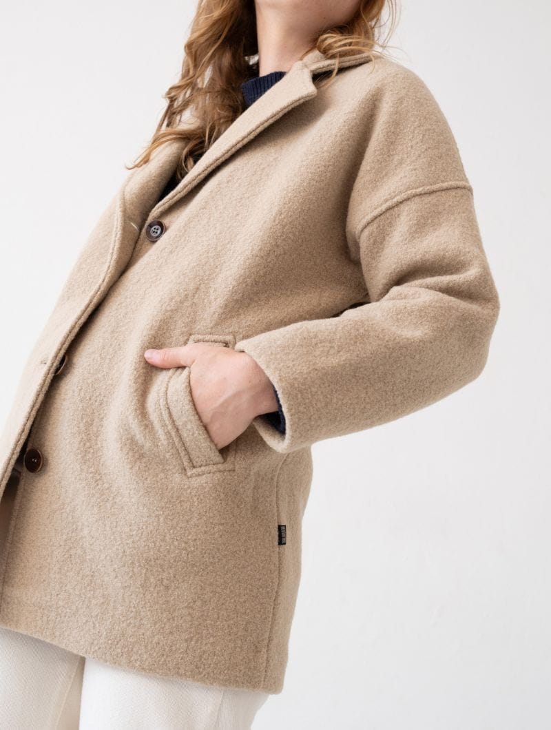 Abrigo beige para mujer de lana merino - Imagen 3