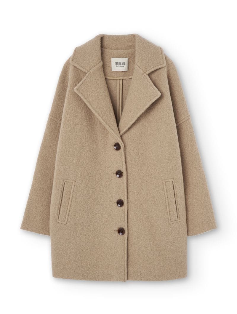 Abrigo beige para mujer de lana merino - Imagen 6