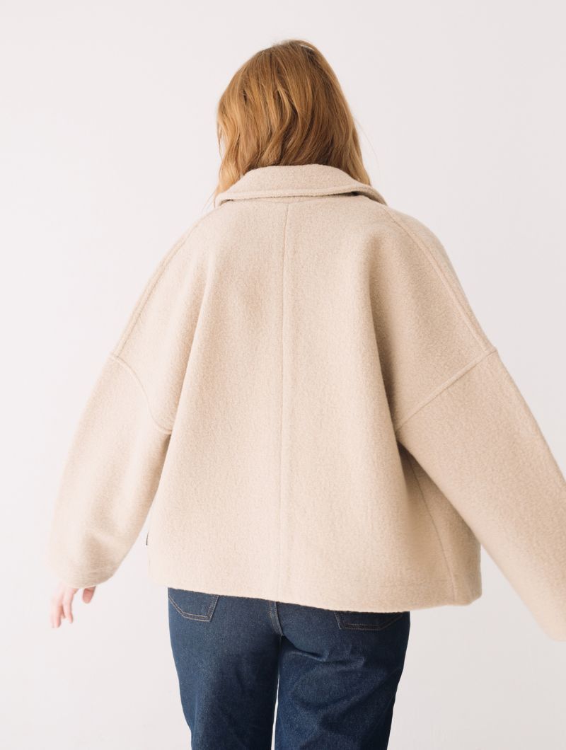 Abrigo corto beige 100% lana merino - Imagen 3