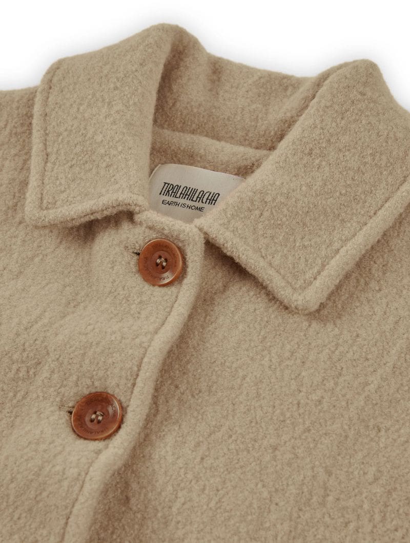 Abrigo corto beige 100% lana merino - Imagen 8