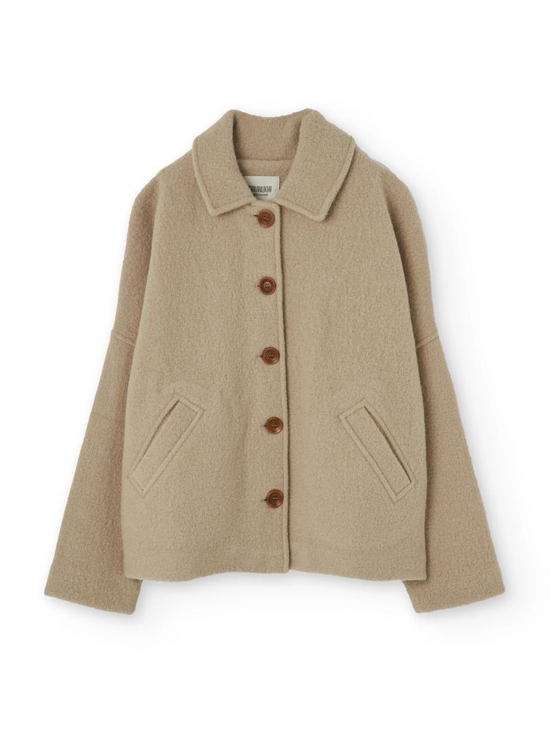 Abrigo corto beige 100% lana merino - Imagen 7