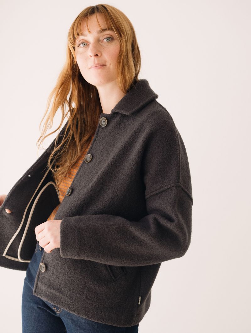 Abrigo corto gris de lana merino - Imagen 2