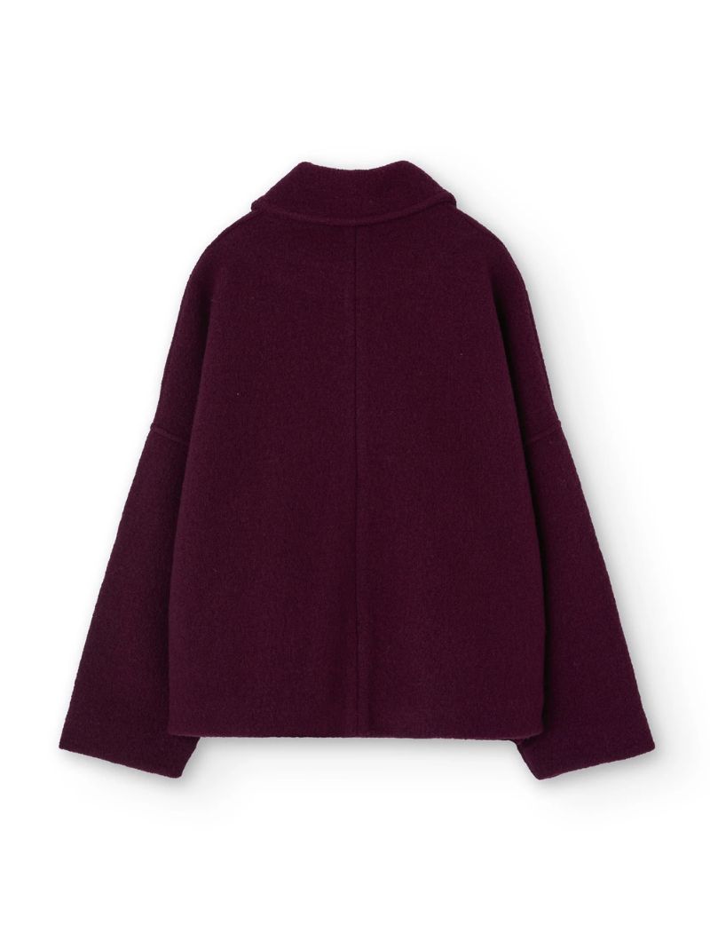 Abrigo corto púrpura de lana merino - Imagen 9